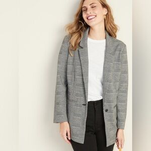 OLD NAVY - Jacquard Boyfriend Blazer (Black / White) Size L